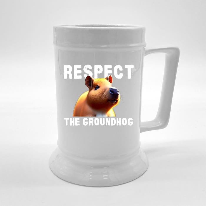 Respect The Groundhog GroundHog Day Front & Back Beer Stein