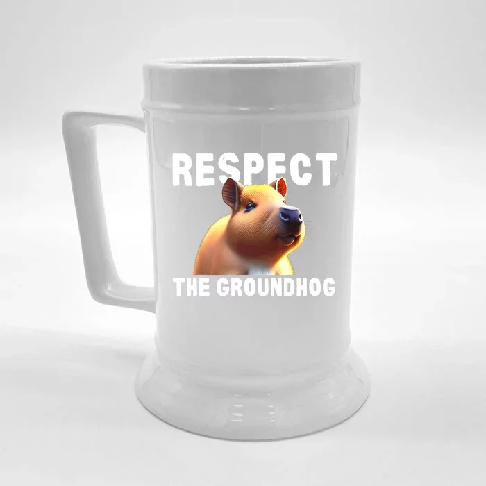 Respect The Groundhog GroundHog Day Front & Back Beer Stein