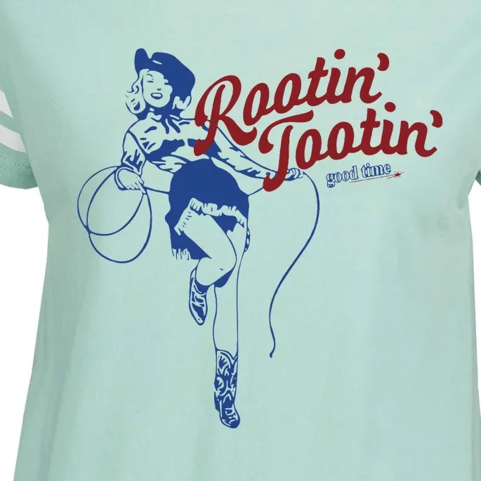 Rootin Tootin Good Time Funny Cowgirl Saying Enza Ladies Jersey Football T-Shirt