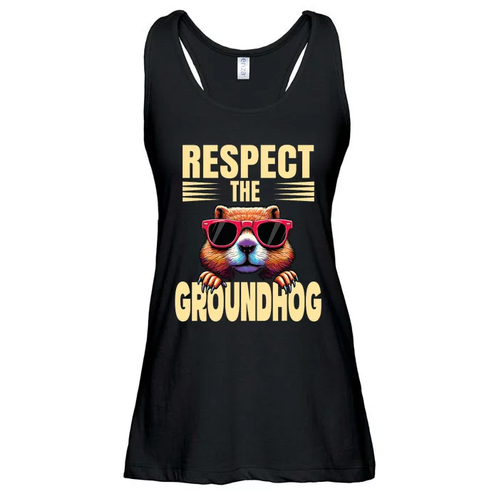 Respect The Groundhog Happy Groundhog Day Ladies Essential Flowy Tank