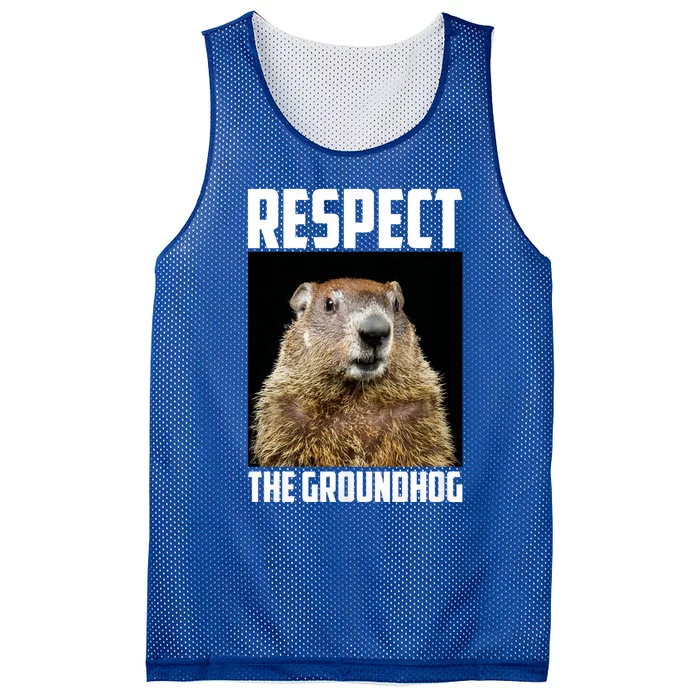 Respect The Groundhog Woodchuck Photo Ground Hog Day Mesh Reversible Basketball Jersey Tank