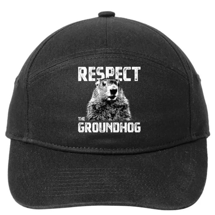 Respect The Groundhog Funny Woodchuck 7-Panel Snapback Hat