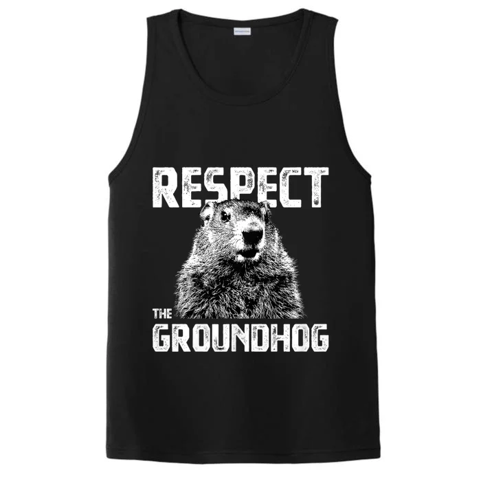 Respect The Groundhog Funny Woodchuck Performance Tank