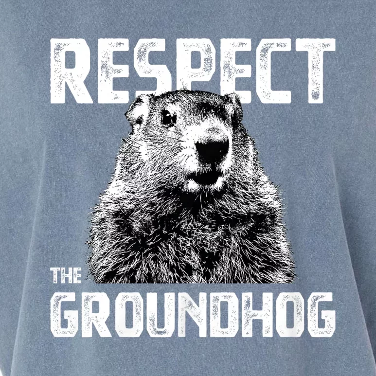 Respect The Groundhog Funny Woodchuck Garment-Dyed Women's Muscle Tee