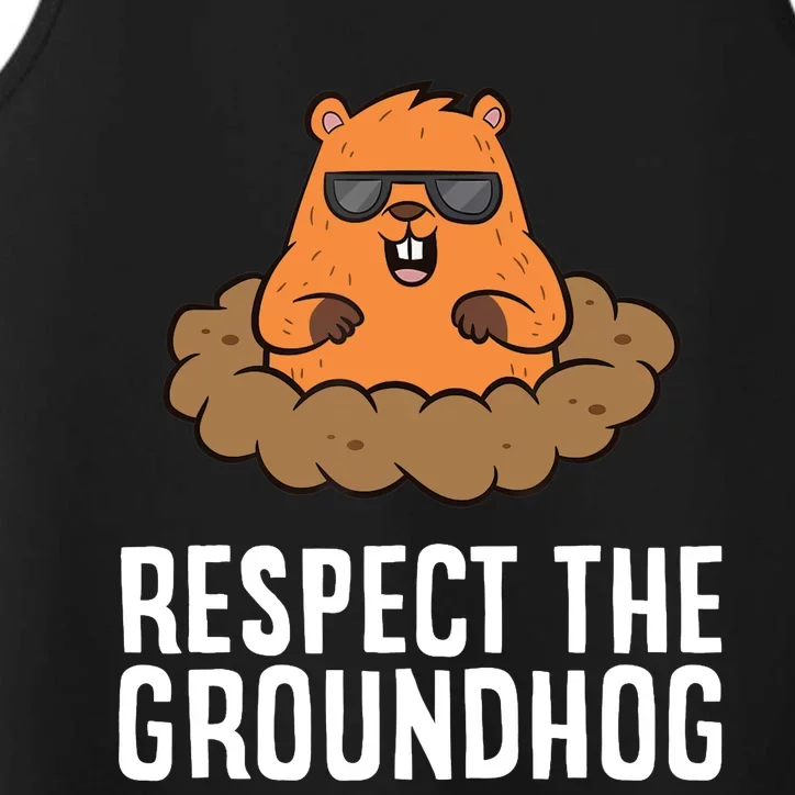 Respect The Groundhog Mammal Cute Groundhog Performance Tank