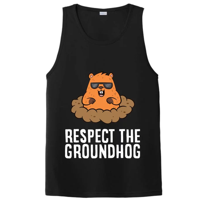 Respect The Groundhog Mammal Cute Groundhog Performance Tank