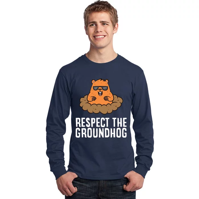 Respect The Groundhog Mammal Cute Groundhog Tall Long Sleeve T-Shirt