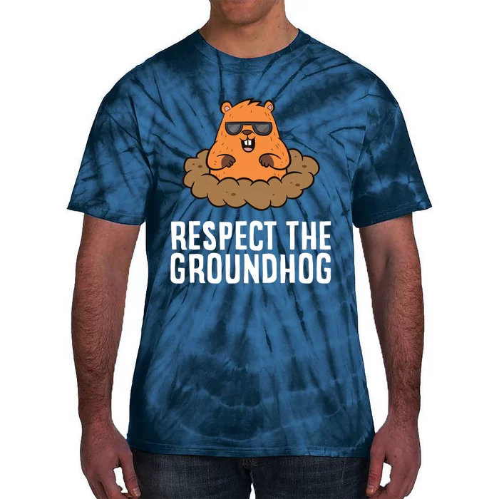 Respect The Groundhog Mammal Cute Groundhog Tie-Dye T-Shirt