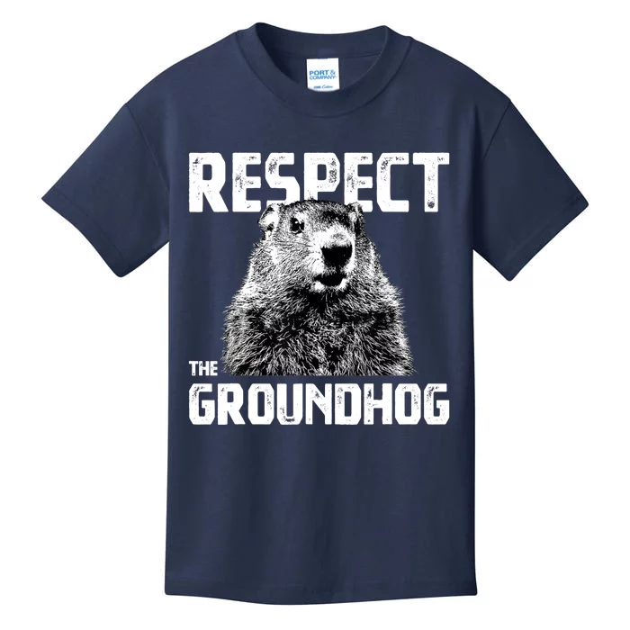 Respect The Groundhog Funny Woodchuck Kids T-Shirt