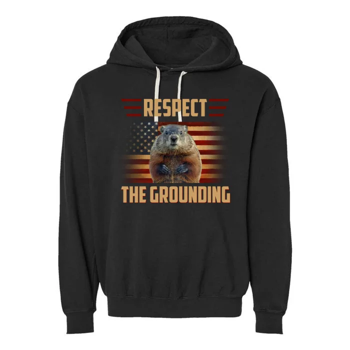 Respect The Grounding, Groundhog Day Garment-Dyed Fleece Hoodie