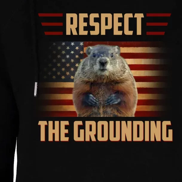 Respect The Grounding, Groundhog Day Womens Funnel Neck Pullover Hood