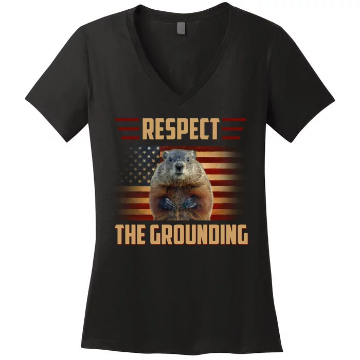 Respect The Grounding, Groundhog Day Women's V-Neck T-Shirt