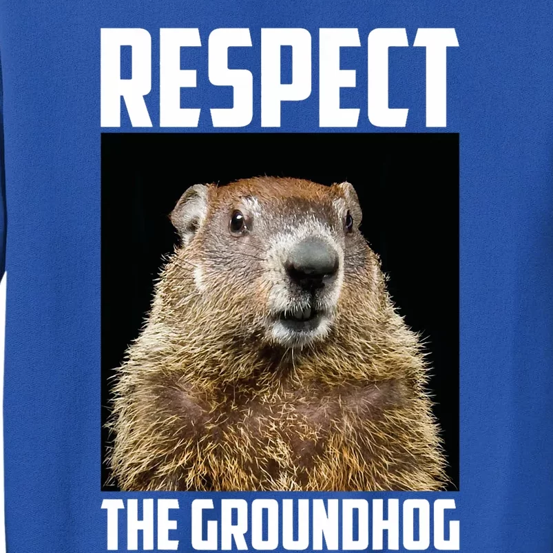 Respect The Groundhog Woodchuck Photo Ground Hog Day Tall Sweatshirt