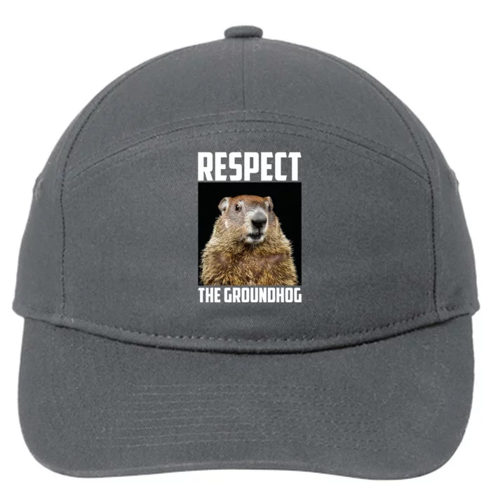 Respect The Groundhog Woodchuck Photo Ground Hog Day 7-Panel Snapback Hat