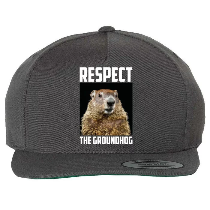 Respect The Groundhog Woodchuck Photo Ground Hog Day Wool Snapback Cap