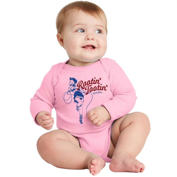 Rootin Tootin Good Time Cowgirl Funny Saying Baby Long Sleeve Bodysuit