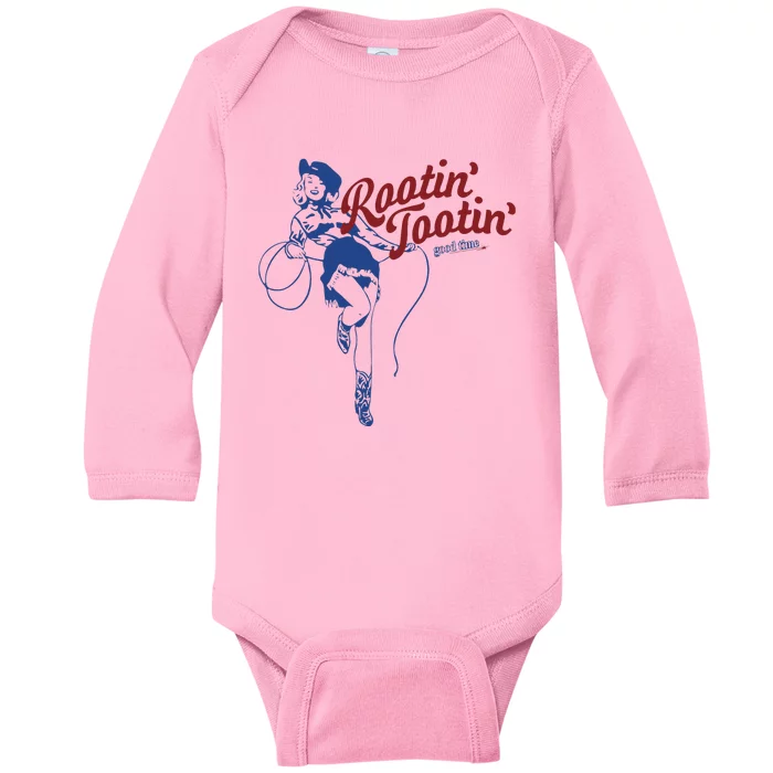 Rootin Tootin Good Time Cowgirl Funny Saying Baby Long Sleeve Bodysuit