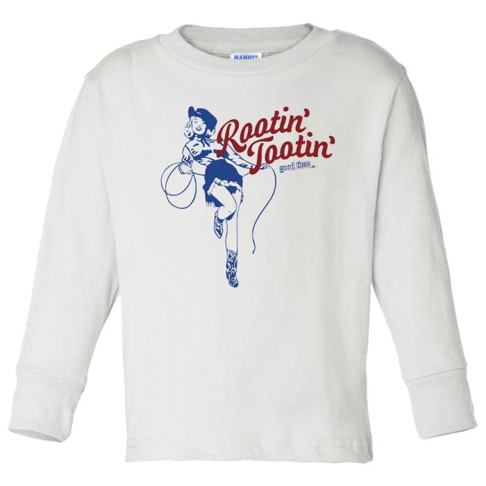 Rootin Tootin Good Time Cowgirl Funny Saying Toddler Long Sleeve Shirt