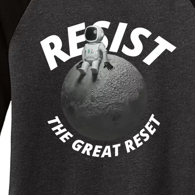 Resist The Great Reset NWO Conservative Women's Tri-Blend 3/4-Sleeve Raglan Shirt