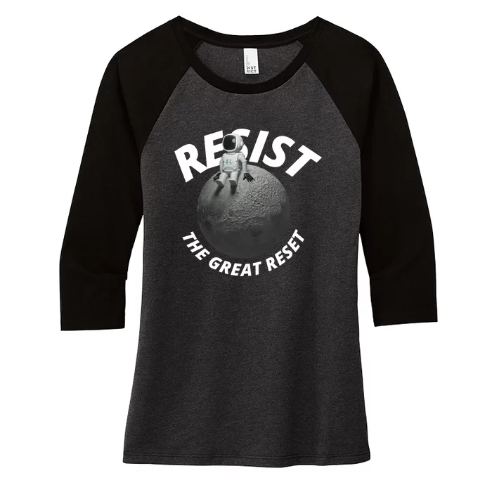 Resist The Great Reset NWO Conservative Women's Tri-Blend 3/4-Sleeve Raglan Shirt