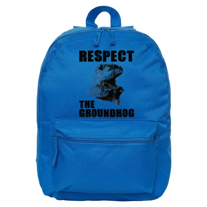 Respect The Groundhog Woodchuck Groundhog Day 16 in Basic Backpack