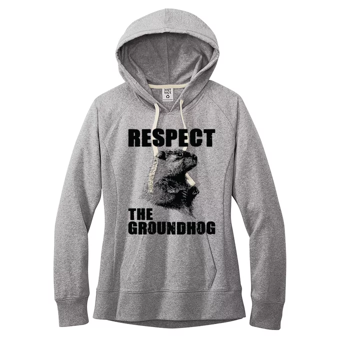 Respect The Groundhog Woodchuck Groundhog Day Women's Fleece Hoodie