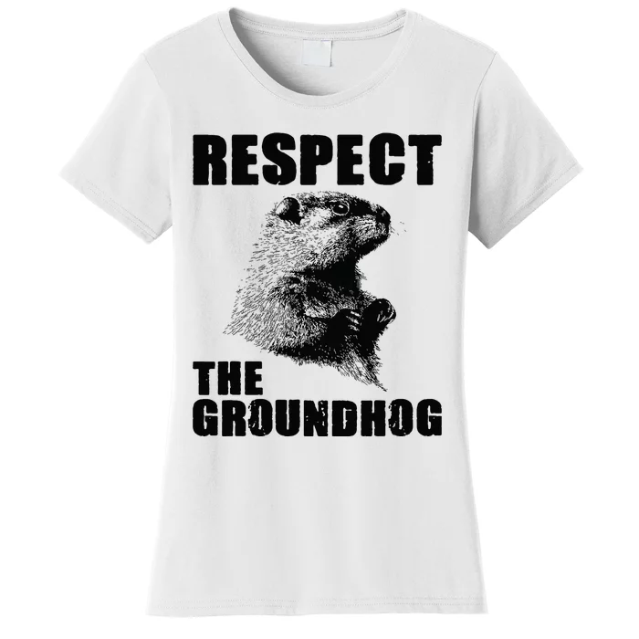 Respect The Groundhog Woodchuck Groundhog Day Women's T-Shirt