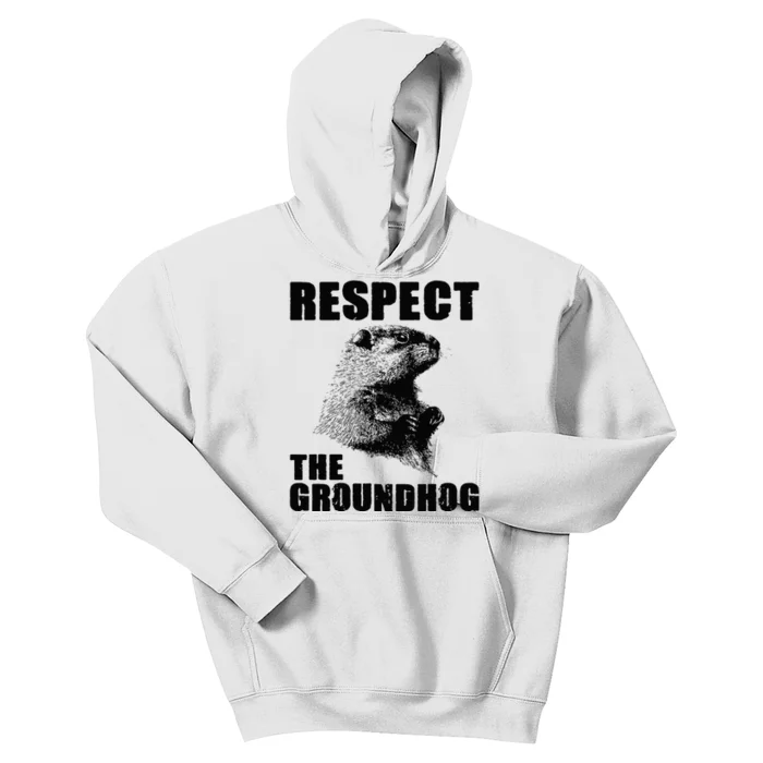 Respect The Groundhog Woodchuck Groundhog Day Kids Hoodie