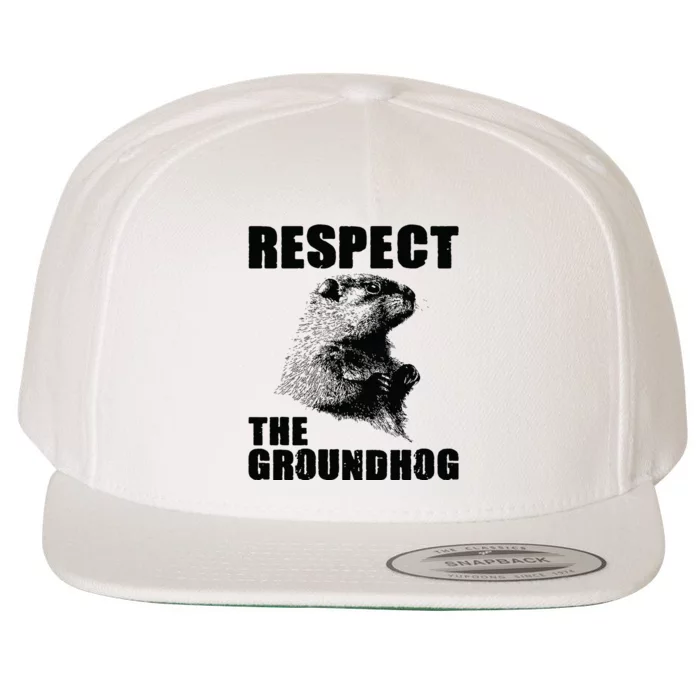 Respect The Groundhog Woodchuck Groundhog Day Wool Snapback Cap