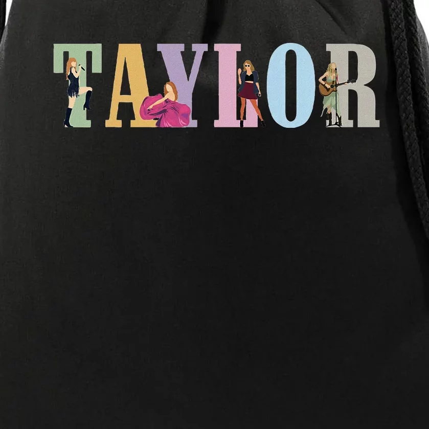 Retro Taylor Groovy Birthday Girl Personalized Design Drawstring Bag