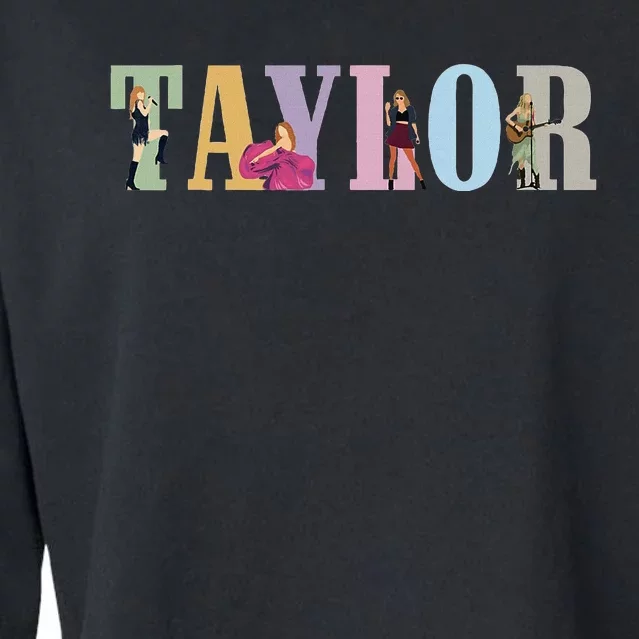 Retro Taylor Groovy Birthday Girl Personalized Design Cropped Pullover Crew