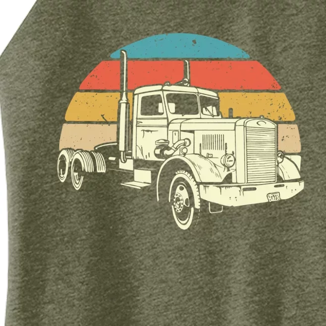 Retro Trucker Gift Big Rig Hauler Truck Driver Trucking Cool Gift Women’s Perfect Tri Rocker Tank