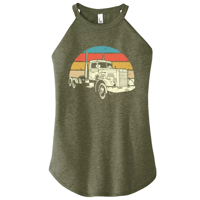 Retro Trucker Gift Big Rig Hauler Truck Driver Trucking Cool Gift Women’s Perfect Tri Rocker Tank