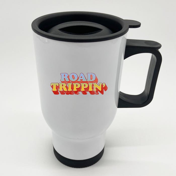 Road Trippin Great Gift Retro 70s Style Road Trip Gift Front & Back Stainless Steel Travel Mug