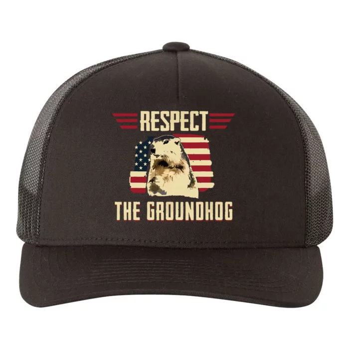 Respect The Groundhog Woodchuck Photo Groundhog Day Yupoong Adult 5-Panel Trucker Hat