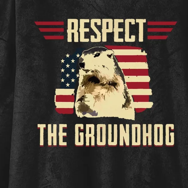 Respect The Groundhog Woodchuck Photo Groundhog Day Hooded Wearable Blanket