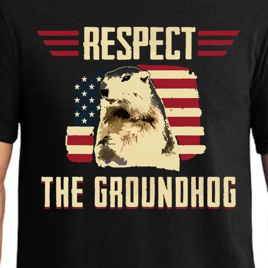 Respect The Groundhog Woodchuck Photo Groundhog Day Pajama Set