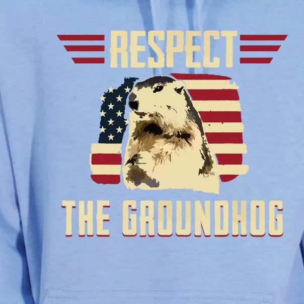 Respect The Groundhog Woodchuck Photo Groundhog Day Unisex Surf Hoodie