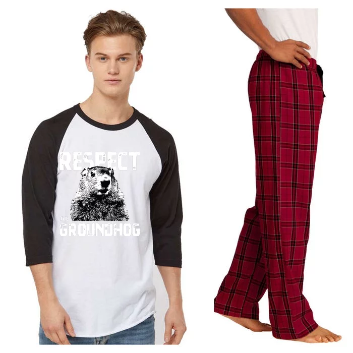 Respect The Groundhog Funny Woodchuck Raglan Sleeve Pajama Set