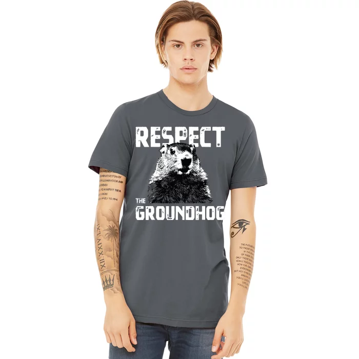 Respect The Groundhog Funny Woodchuck Premium T-Shirt