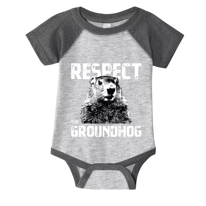 Respect The Groundhog Funny Woodchuck Infant Baby Jersey Bodysuit