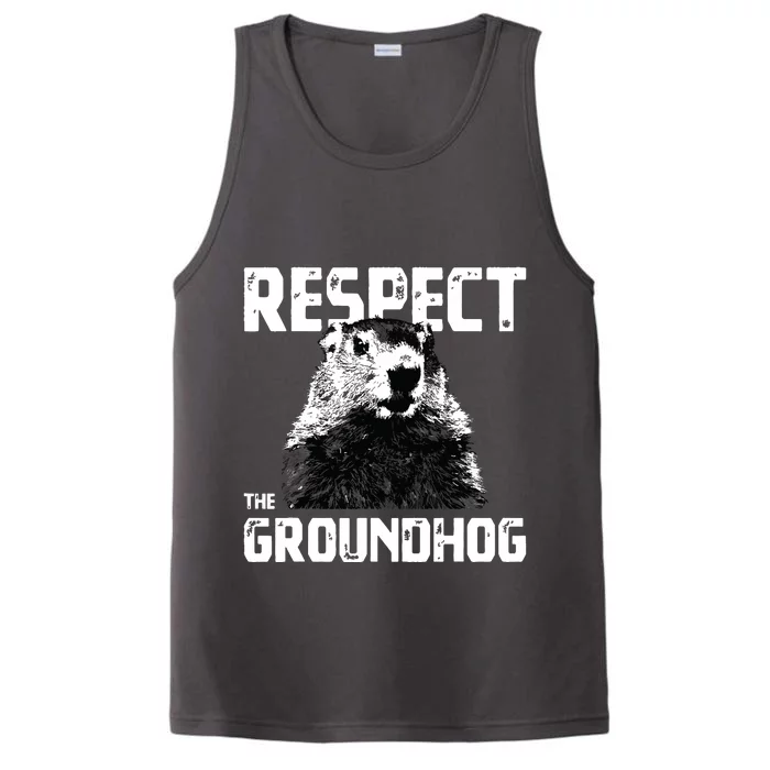 Respect The Groundhog Funny Woodchuck Performance Tank