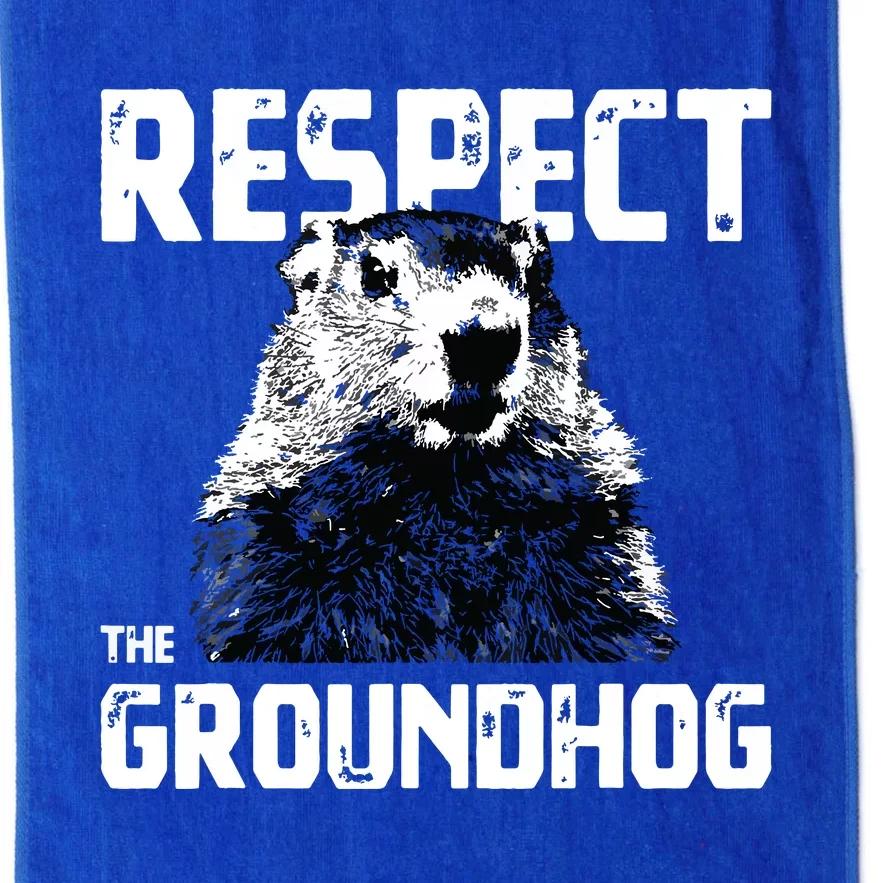 Respect The Groundhog Funny Woodchuck Platinum Collection Golf Towel