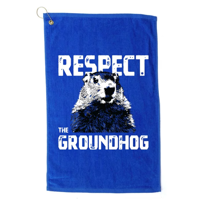 Respect The Groundhog Funny Woodchuck Platinum Collection Golf Towel