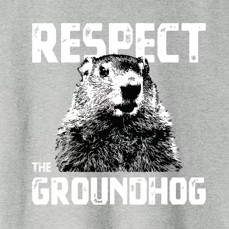 Respect The Groundhog Funny Woodchuck Women's Crop Top Tee