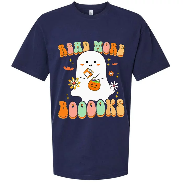 Retro Teacher Halloween Ghost Read More Books Teacher Sueded Cloud Jersey T-Shirt