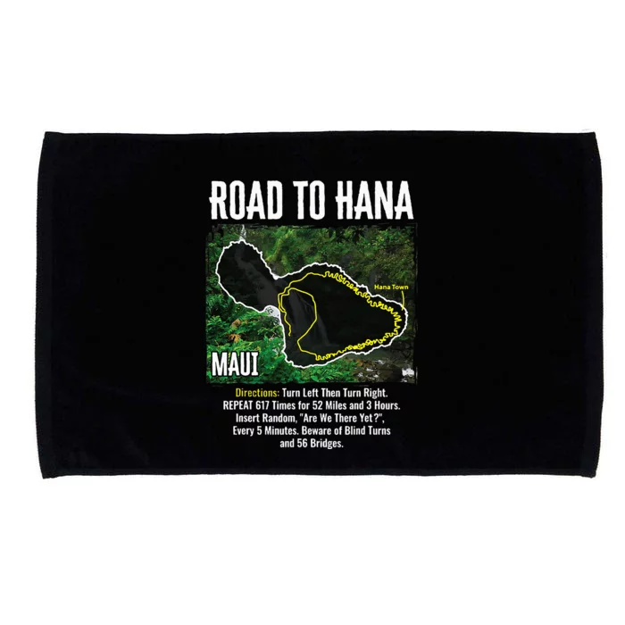 Road To Hana Map Maui Island Surfing Hawaiian Beach Summer Microfiber Hand Towel