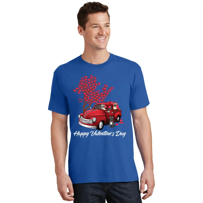 Red Truck Happy Valentines Day French Bulldog Dog Hearts Funny Gift T-Shirt