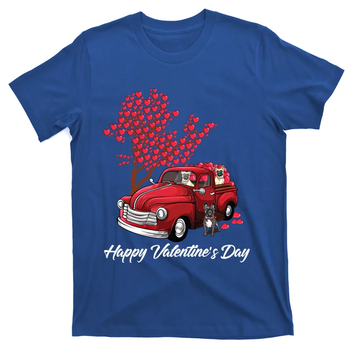 Red Truck Happy Valentines Day French Bulldog Dog Hearts Funny Gift T-Shirt