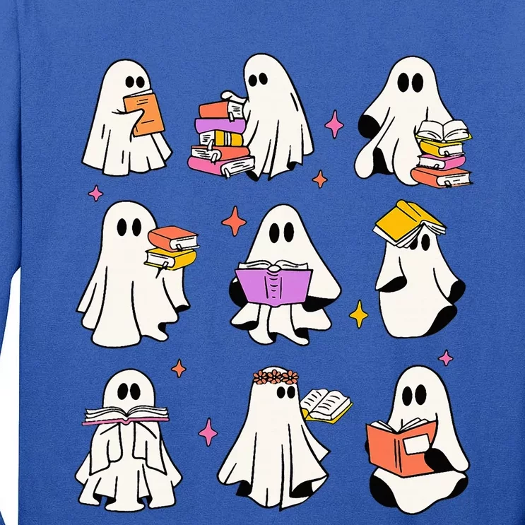 Retro Teacher Halloween Ghost Read More Books Teacher Tall Long Sleeve T-Shirt